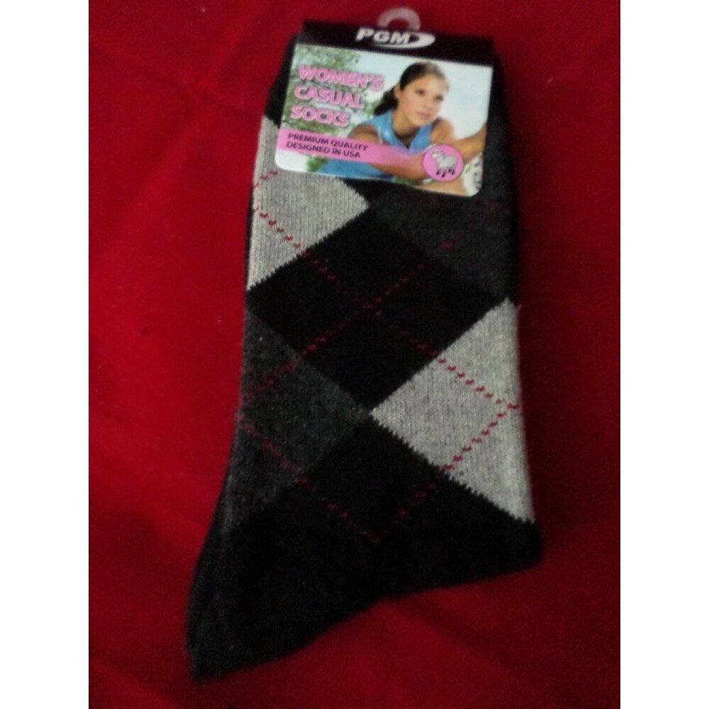 1 Pair PGM 20% Merino Wool Womens Trouser Socks Arguile Crew  4-9